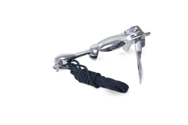 3 lb Folding PWC Anchor mirror polished 316 stainless steel opened angle