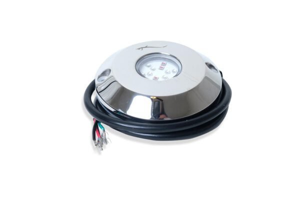 60 Watt 1 Pod Underwater LED RGB Stainless Steel Light front side angle