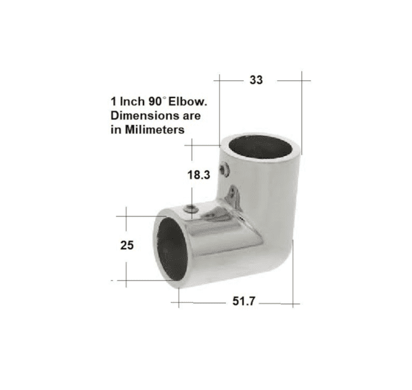90° Elbow Handrail Tubing Fitting 1 inch diameter Sold by Pair Packs