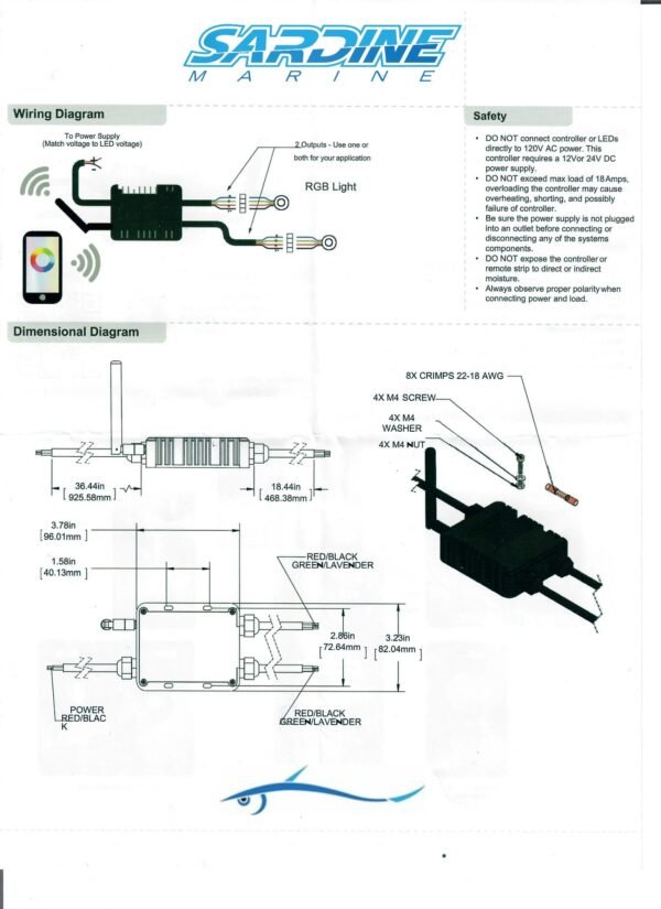 240  Watts Underwater RGB Light System